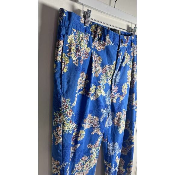 Houston White X Target Adult Blue Floral Chino Pleated Cotton Stretch Pants XL - Picture 4 of 9